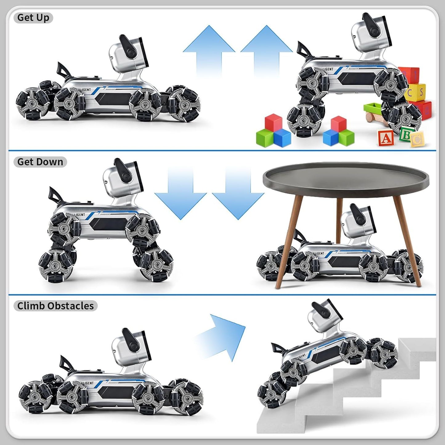1 Pc Gesture-Controlled Robot Dog RC Car, 8WD All-Terrain Stunt Vehicle, USB Rechargeable Battery Powered, Plastic, for Kids Ages 8-13