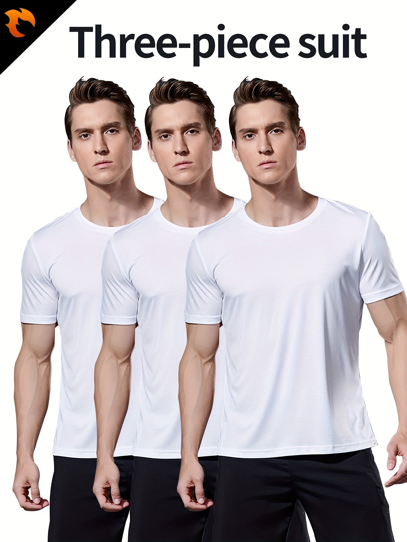 3-Pack Men's Quick-Dry Short Sleeve Shirts - Stretch Crew Neck Undershirts for Fitness Training - Hiccupzz