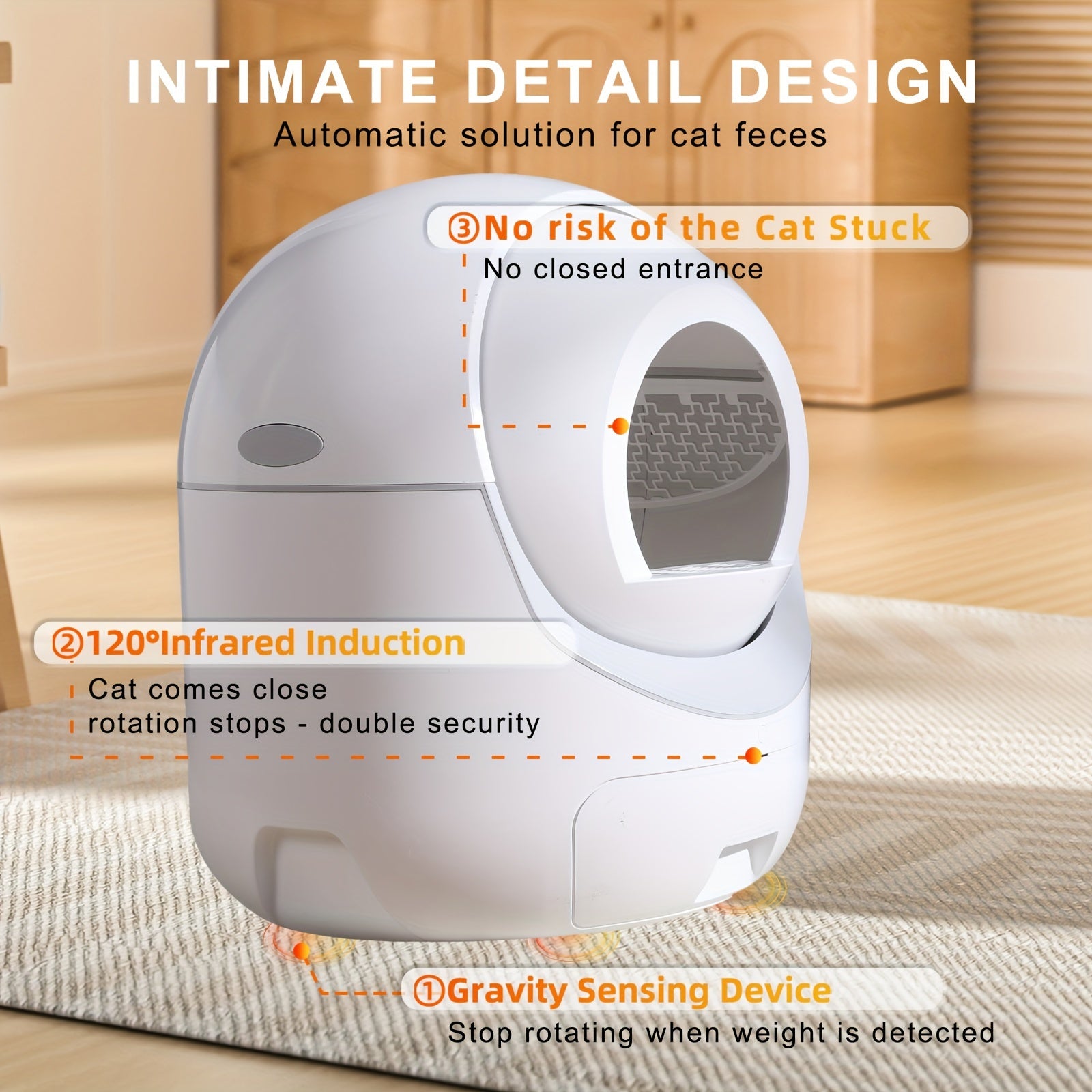 Self-Cleaning Cat Litter Box with APP Control - Automatic Odor Removal & Safety Protection for Multiple Cats - Hiccupzz