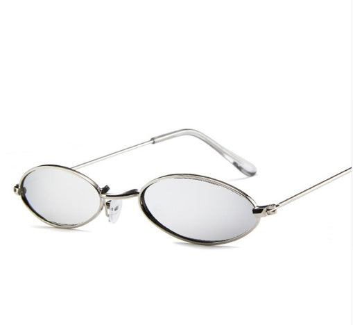 Metal Sunglasses Elliptical Sunglasses Small Frame Ocean Sunglasses Personality Glasses for Men and Women - Hiccupzz