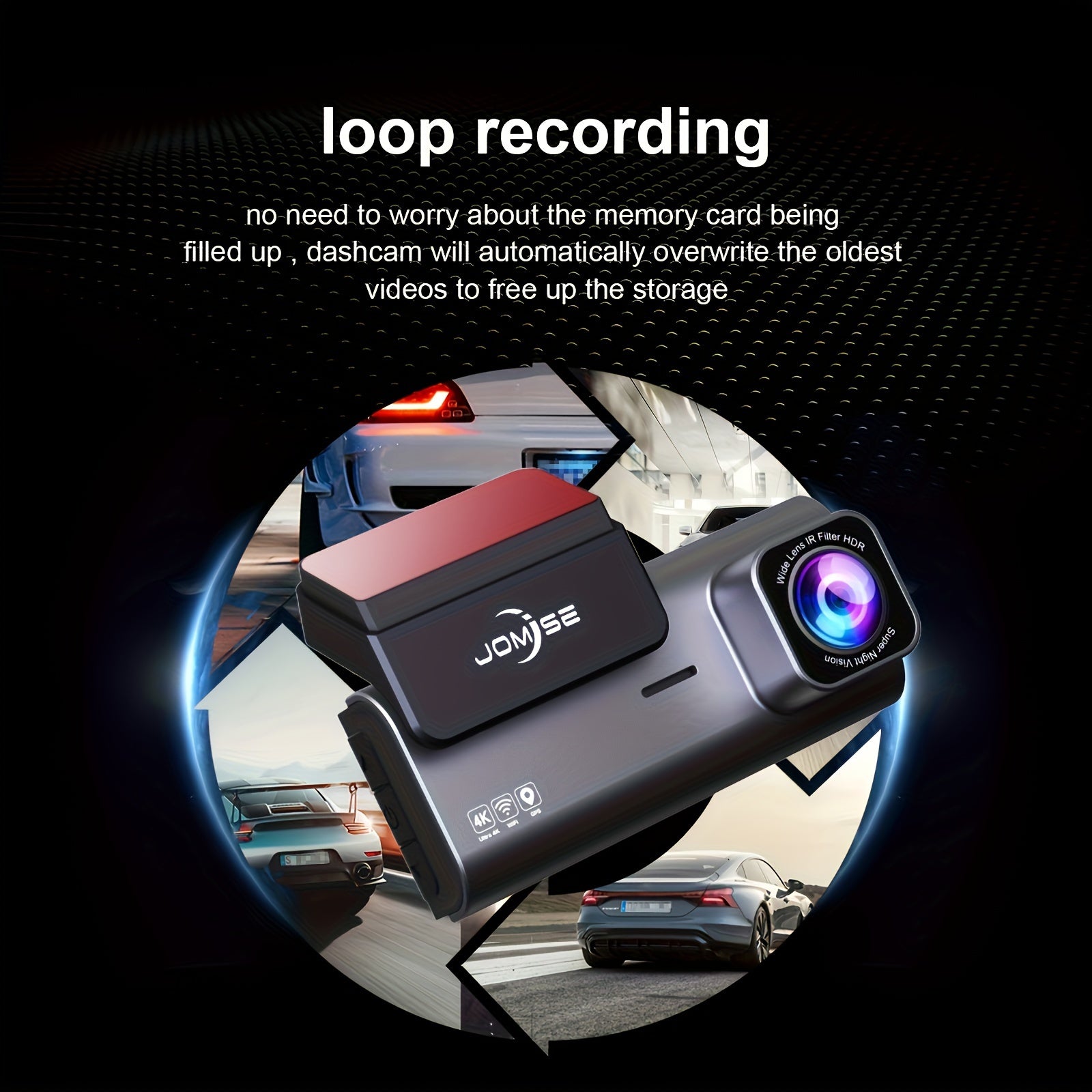 Smart 4K UHD Dual Dash Cam For Cars Touch Screen & APP Control, Front 4K+Rear 1080P, 170° Wide Angle, Super Night Vision, Built-in Wi-Fi GPS, WDR/HDR - Hiccupzz