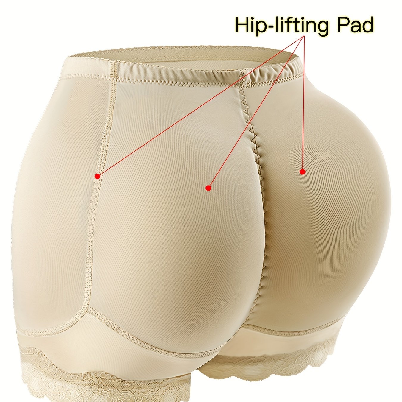 Comfortable Lace Trim Control Panties with Butt Lifting Pads - Women's Intimate Boyshorts for a Flattering Figure - Hiccupzz