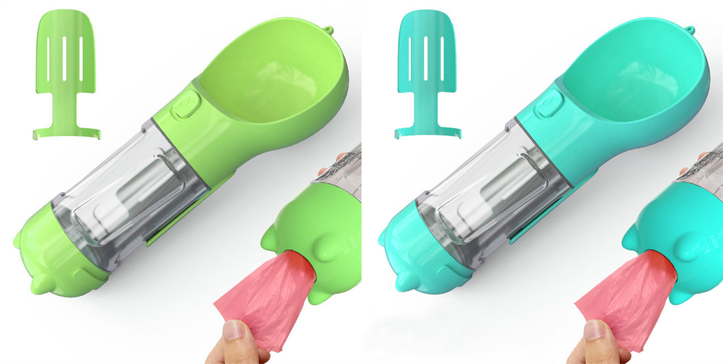 Pet Water Bottle Feeder Bowl Garbage Bag Storage Portable Pet Outdoor Travel 3 In 1 Dog Water Bottle - Hiccupzz