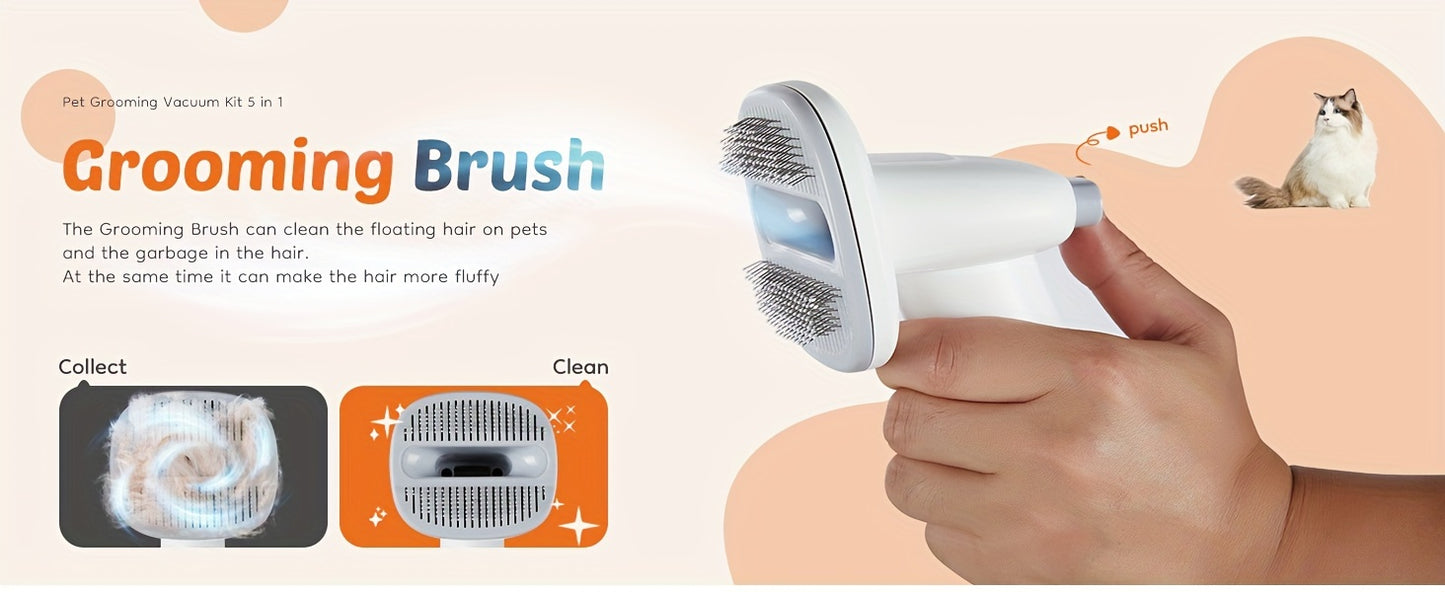 Pet Grooming Vacuum Kit 5 in 1 - Strong Suction Power, 99% Pet Hair Removal, Professional Clippers with 6 Guide Combs, Multifunctional Grooming Tools for Dogs, Cats, and Other Animals - Hiccupzz