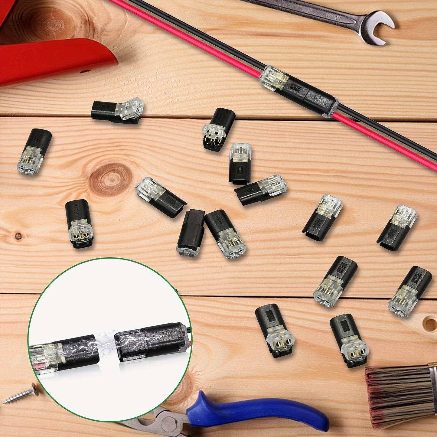 50 Pcs Quick Splice Solderless Connectors - 2-Pin Dual Way for LED Strips, Car, Low Voltage Applications