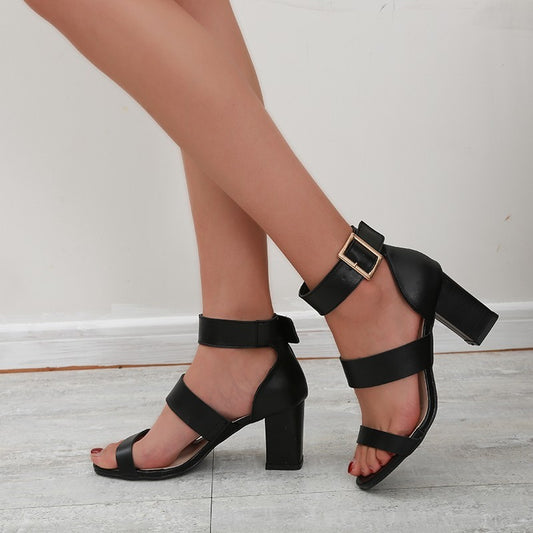 Women's High Heels Fashion Open Toe Thick Heel High Heel Sandals - Hiccupzz