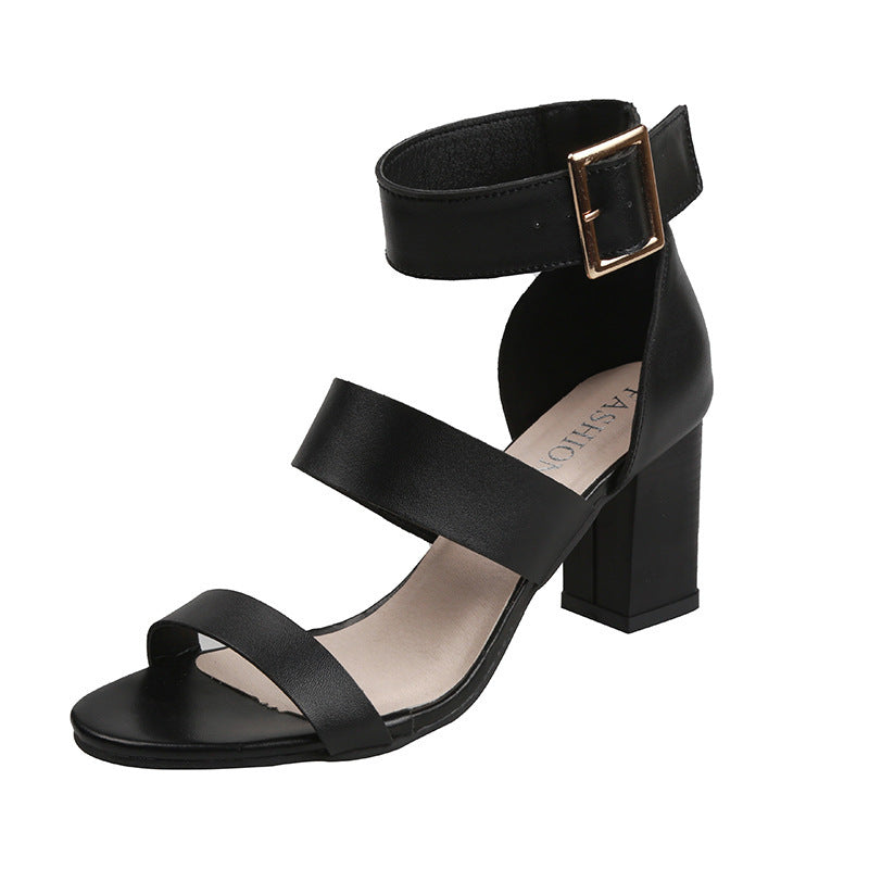 Women's High Heels Fashion Open Toe Thick Heel High Heel Sandals - Hiccupzz