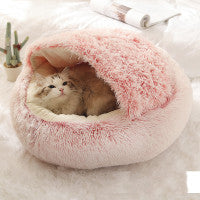 2 In 1 Dog And Cat Bed Pet Winter Bed Round Plush Warm Bed House Soft Long Plush Pets Bed Pet Products - Hiccupzz
