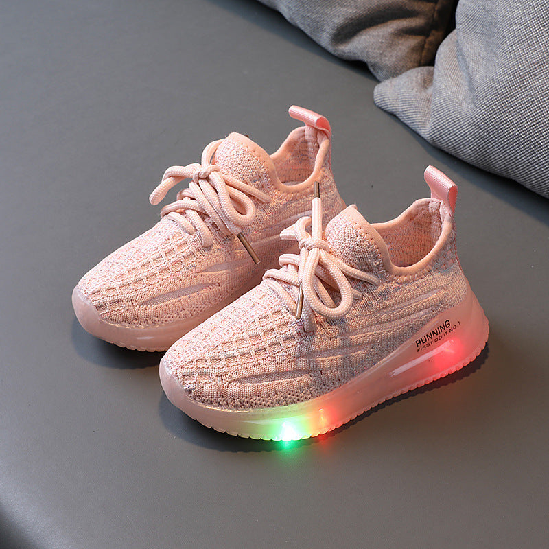For Boys, Breathable Knit Light-Up Sneakers - Hiccupzz