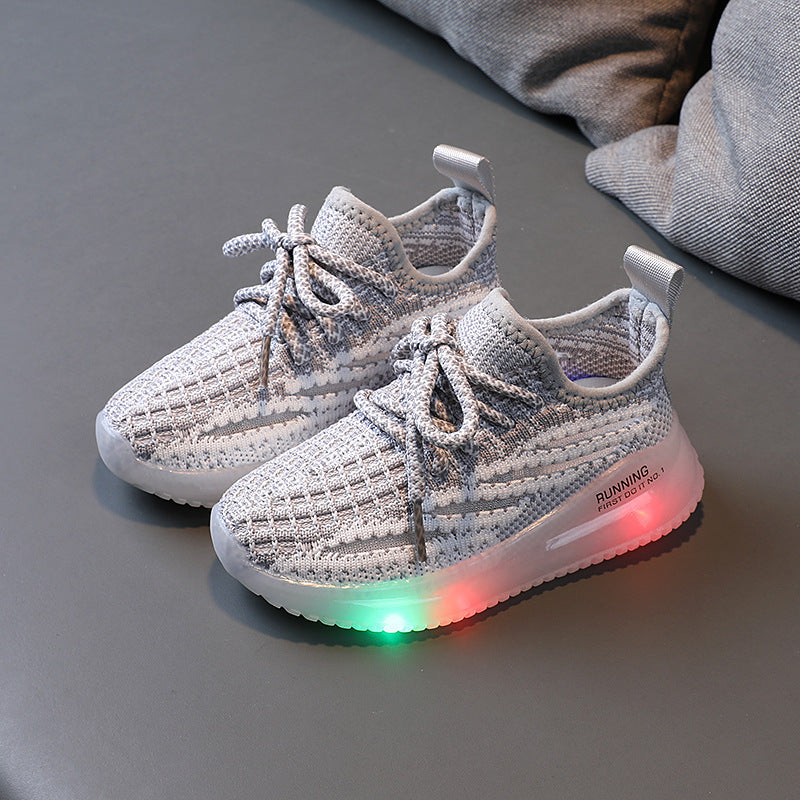 For Boys, Breathable Knit Light-Up Sneakers - Hiccupzz