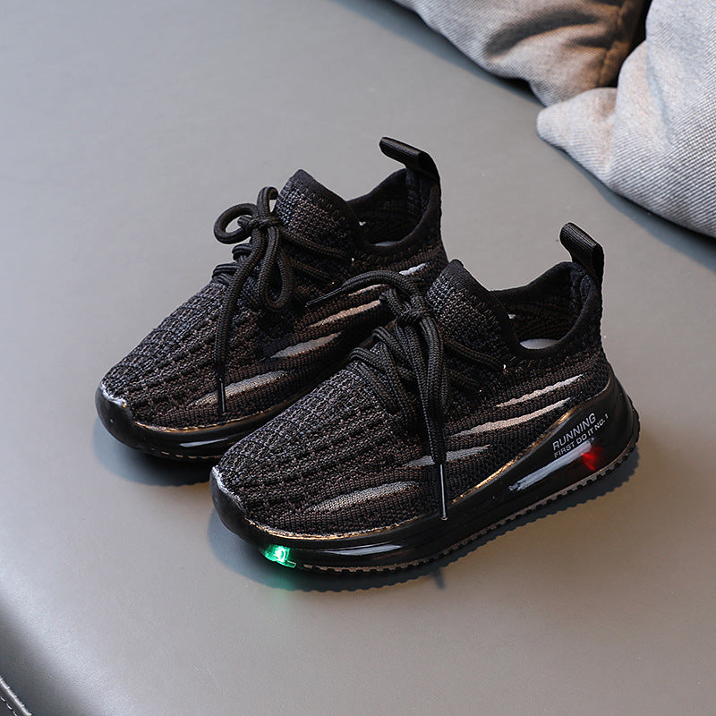 For Boys, Breathable Knit Light-Up Sneakers - Hiccupzz