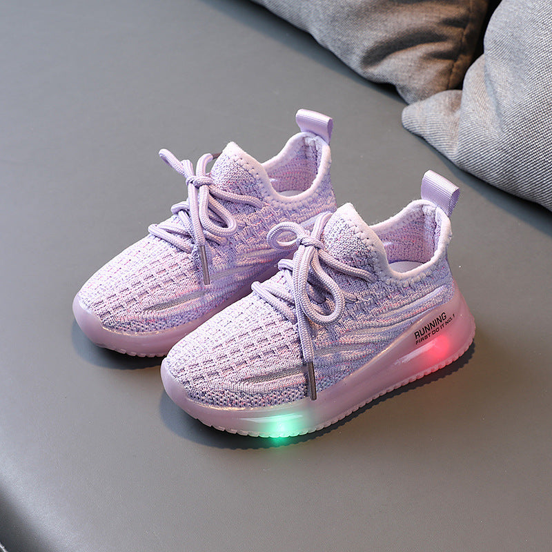 For Boys, Breathable Knit Light-Up Sneakers - Hiccupzz