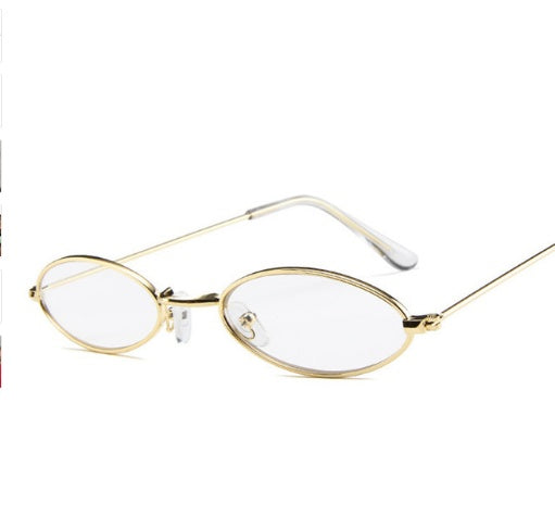 Metal Sunglasses Elliptical Sunglasses Small Frame Ocean Sunglasses Personality Glasses for Men and Women - Hiccupzz