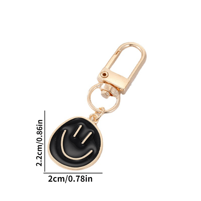 Alloy Enamel Painted Happy Face Keychain – Golden Irregular Expression Key Ring Bag Pendant Accessory - Hiccupzz