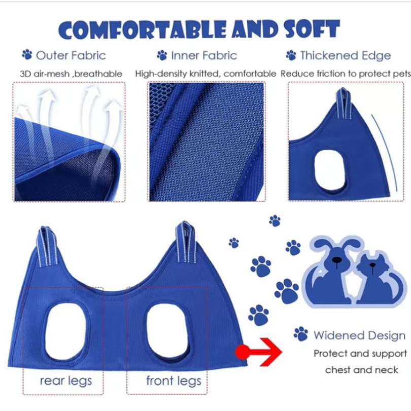 Pet Grooming Hammock For Dog & Cat, Cat Hammock Restraint Bag For Bathing Trimming Nail Clipping - Hiccupzz