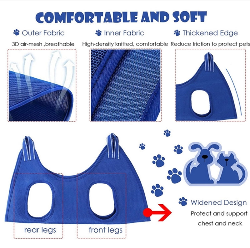 Pet Grooming Hammock For Dog & Cat, Cat Hammock Restraint Bag For Bathing Trimming Nail Clipping - Hiccupzz