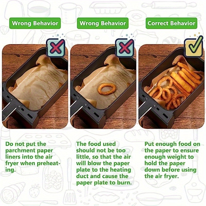 Non-Stick Air Fryer Liners for Dual Fryer – 50/100 Pack - Hiccupzz