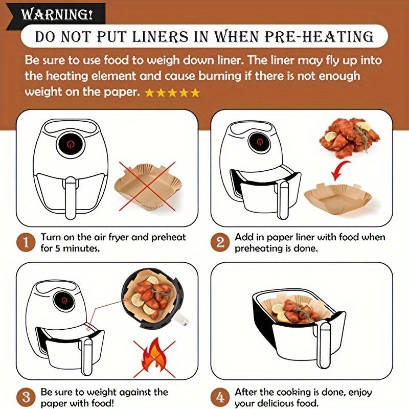 Non-Stick Air Fryer Liners for Dual Fryer – 50/100 Pack - Hiccupzz
