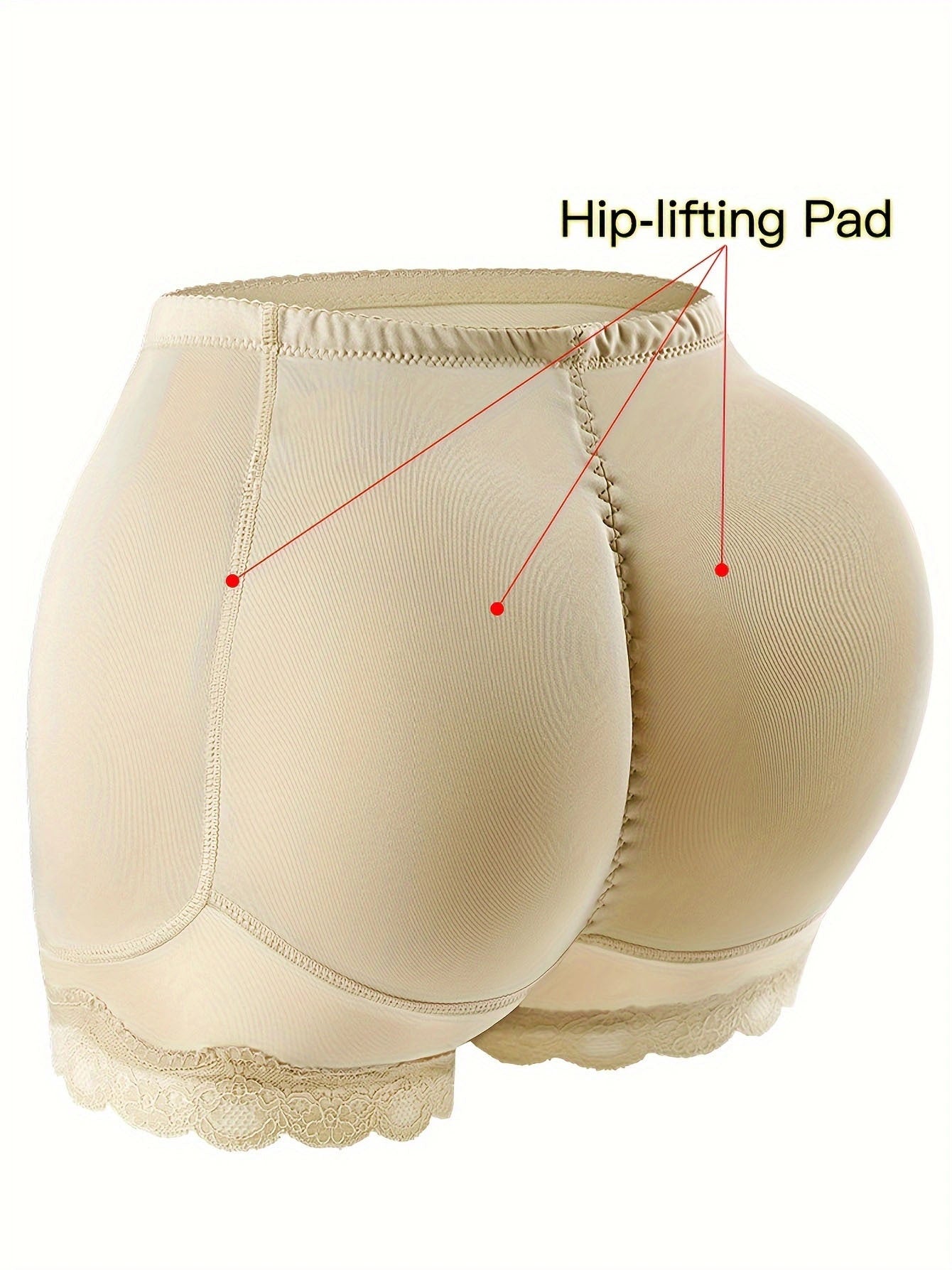Women's Casual Shapewear Bottoms, Plus Size Contrast Lace Padded Butt Lifting Thigh Slimming Shorts - Hiccupzz