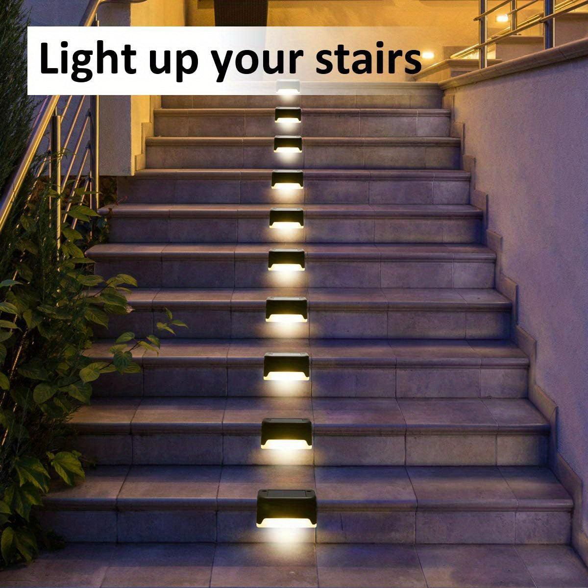 7-Pack Waterproof Solar Deck Lights, Warm White LED for Outdoor Stairs, Fence, Garden, Patio, Balcony, and Pathway Decor - Hiccupzz