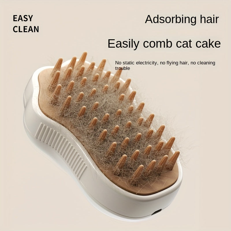 3-in-1 Electric Pet Grooming Brush – Portable, Self-Cleaning Silicone Steam Brush for Cats & Dogs with Massage and Hair Removal - Hiccupzz