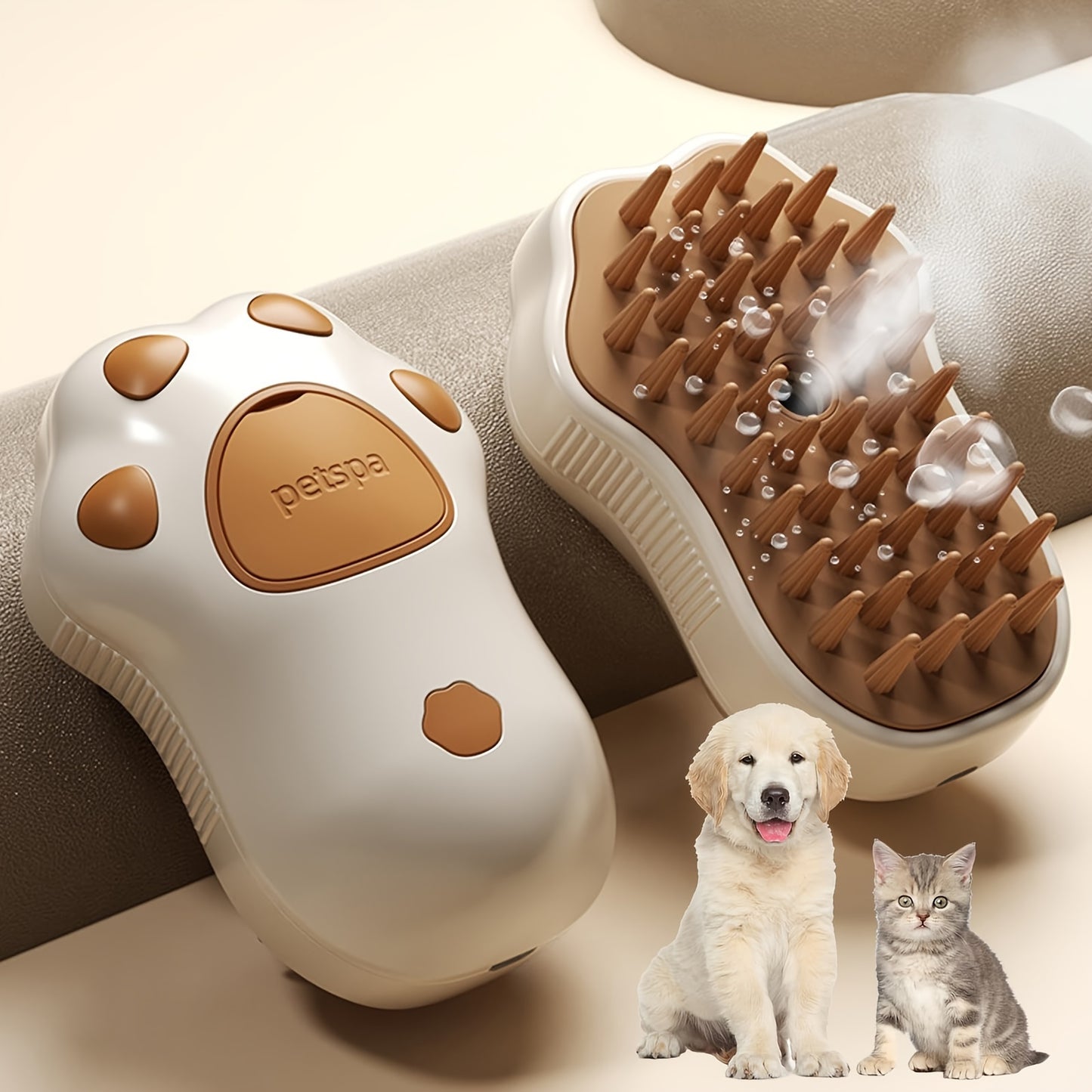 3-in-1 Electric Pet Grooming Brush – Portable, Self-Cleaning Silicone Steam Brush for Cats & Dogs with Massage and Hair Removal - Hiccupzz