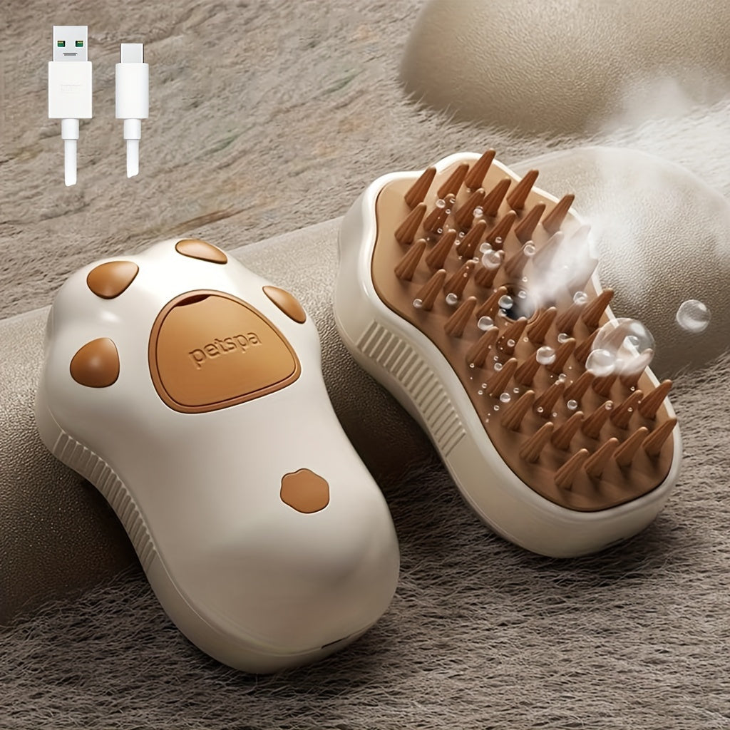3-in-1 Electric Pet Grooming Brush – Portable, Self-Cleaning Silicone Steam Brush for Cats & Dogs with Massage and Hair Removal - Hiccupzz