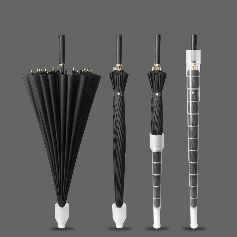 24 Ribs Compact & Waterproof Stick Umbrella with Water Cover, Durable Large Straight Umbrella for Men & Women