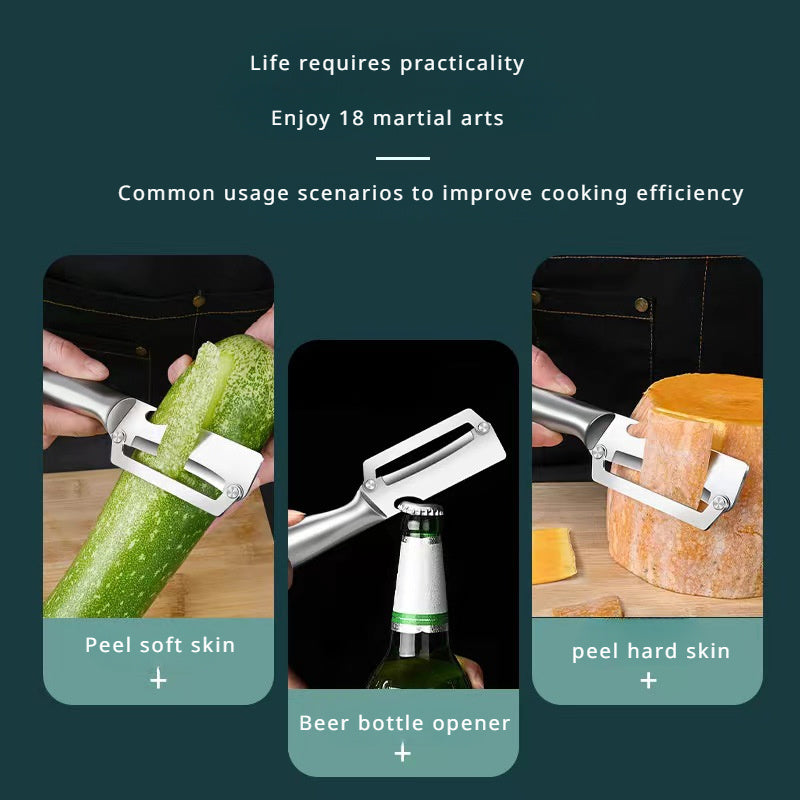 1 Pc Multifunctional Stainless Steel Peeler - Easy Peeling for Kitchen, All-Steel Sugar Cane Peeler, Convenient Essential for Families