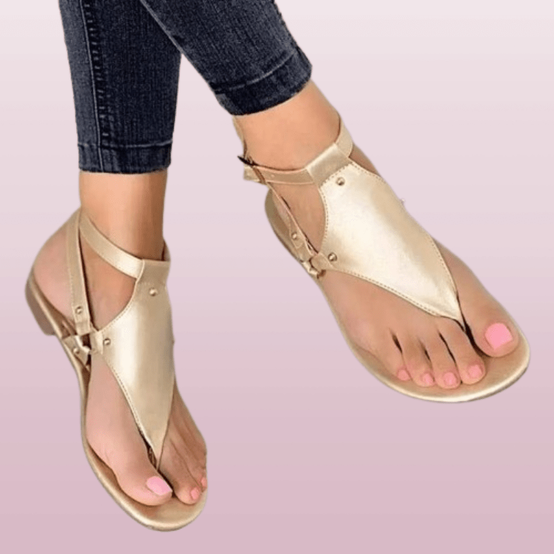 Women's Fashion Flat Sandals, Solid Color Clip Toe Ankle Strap Shoes, Casual Summer Thong Sandals - Hiccupzz