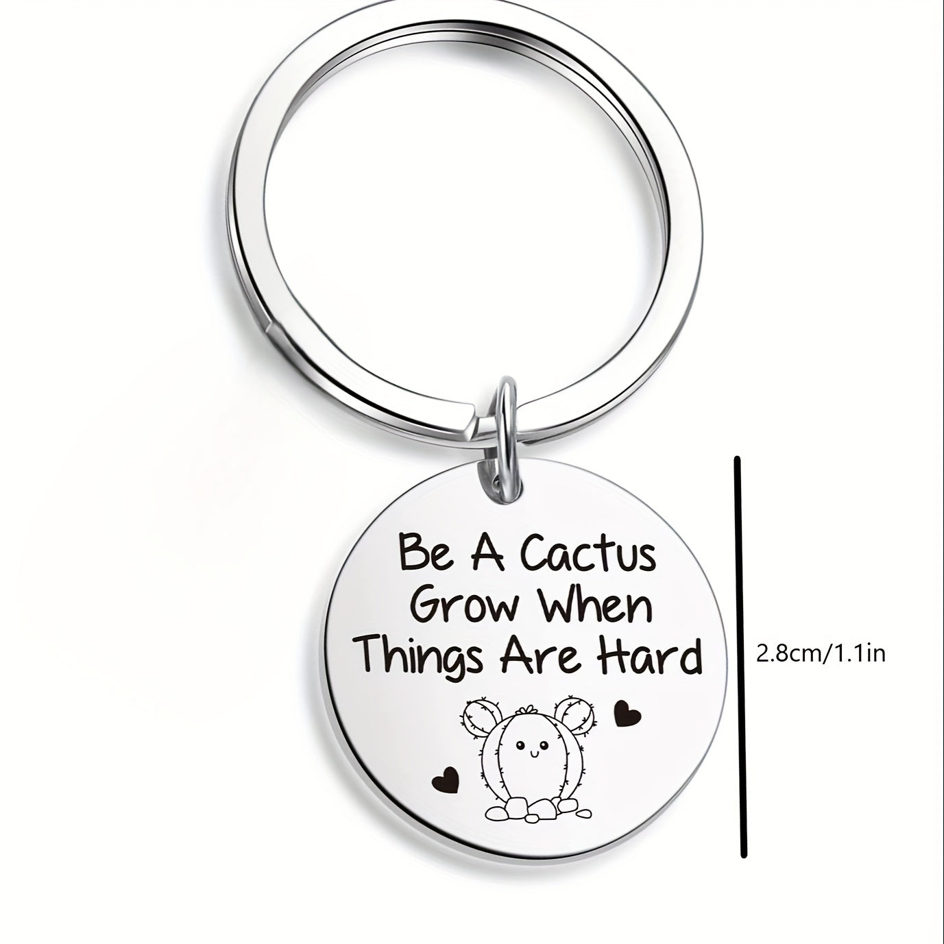Motivational Stainless Steel Cactus Keychain – Inspiring Birthday Gift for Men and Party Favors - Hiccupzz