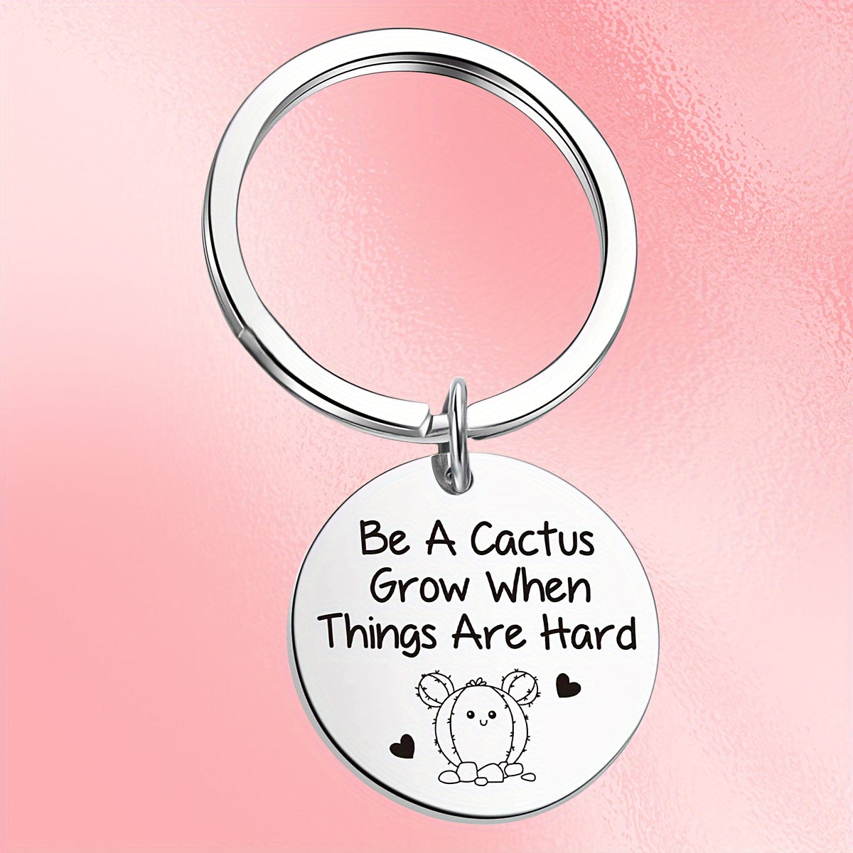 Motivational Stainless Steel Cactus Keychain – Inspiring Birthday Gift for Men and Party Favors - Hiccupzz