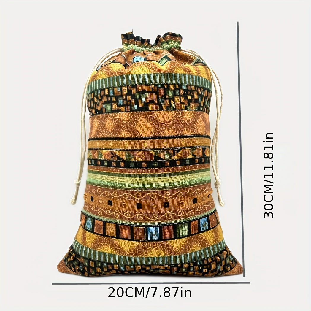 Egyptian-Inspired Linen Gift Bag with Drawstring: Versatile Storage Pouch for Jewelry, Halloween Candy, Christmas Presents, and Party Favors (3.9x5.51 Inches) - Hiccupzz