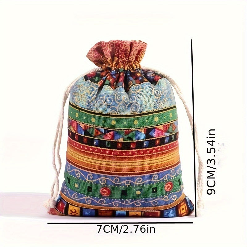 Egyptian-Inspired Linen Gift Bag with Drawstring: Versatile Storage Pouch for Jewelry, Halloween Candy, Christmas Presents, and Party Favors (3.9x5.51 Inches) - Hiccupzz