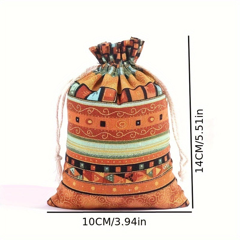 Egyptian-Inspired Linen Gift Bag with Drawstring: Versatile Storage Pouch for Jewelry, Halloween Candy, Christmas Presents, and Party Favors (3.9x5.51 Inches) - Hiccupzz