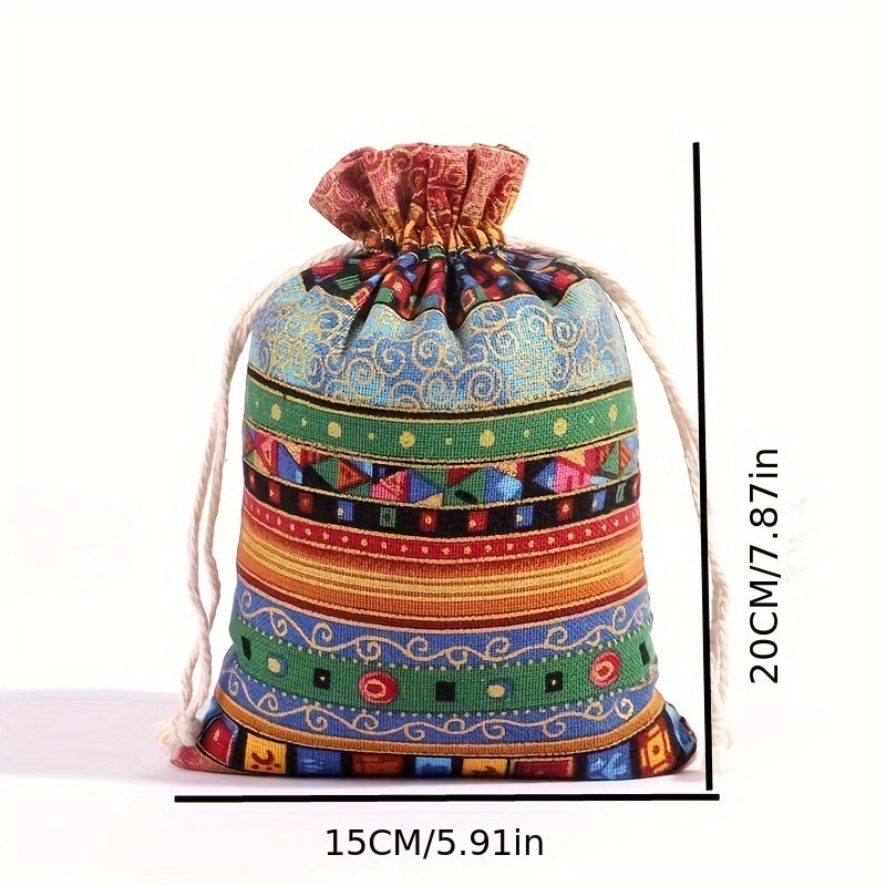 Egyptian-Inspired Linen Gift Bag with Drawstring: Versatile Storage Pouch for Jewelry, Halloween Candy, Christmas Presents, and Party Favors (3.9x5.51 Inches) - Hiccupzz