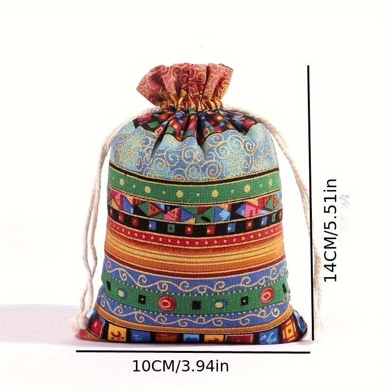 Egyptian-Inspired Linen Gift Bag with Drawstring: Versatile Storage Pouch for Jewelry, Halloween Candy, Christmas Presents, and Party Favors (3.9x5.51 Inches) - Hiccupzz