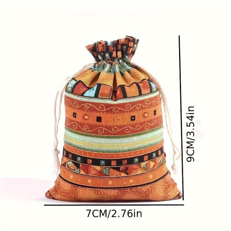 Egyptian-Inspired Linen Gift Bag with Drawstring: Versatile Storage Pouch for Jewelry, Halloween Candy, Christmas Presents, and Party Favors (3.9x5.51 Inches) - Hiccupzz