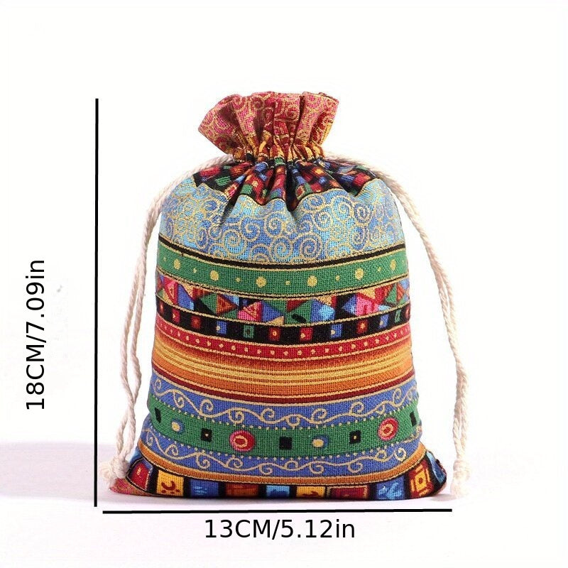 Egyptian-Inspired Linen Gift Bag with Drawstring: Versatile Storage Pouch for Jewelry, Halloween Candy, Christmas Presents, and Party Favors (3.9x5.51 Inches) - Hiccupzz