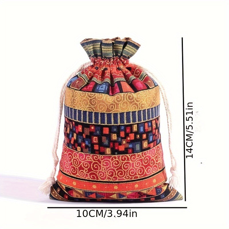 Egyptian-Inspired Linen Gift Bag with Drawstring: Versatile Storage Pouch for Jewelry, Halloween Candy, Christmas Presents, and Party Favors (3.9x5.51 Inches) - Hiccupzz