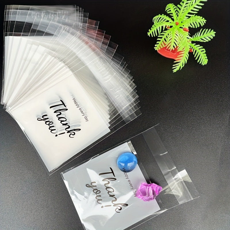 50/100 Pcs Thank You Mini Treat Bags – Self-Sealing, Ideal for Cookies, Candies, and Gifts for Parties & Retail Use - Hiccupzz