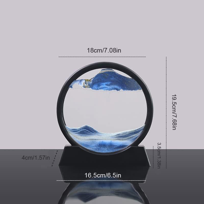 3D Dynamic Sand Art Liquid Motion – Moving Picture Round Glass Deep Sea Sandscape Display with Flowing Frame, Relaxing Desktop Home or Office Decor (Available in 7 or 12 Inch) - Hiccupzz