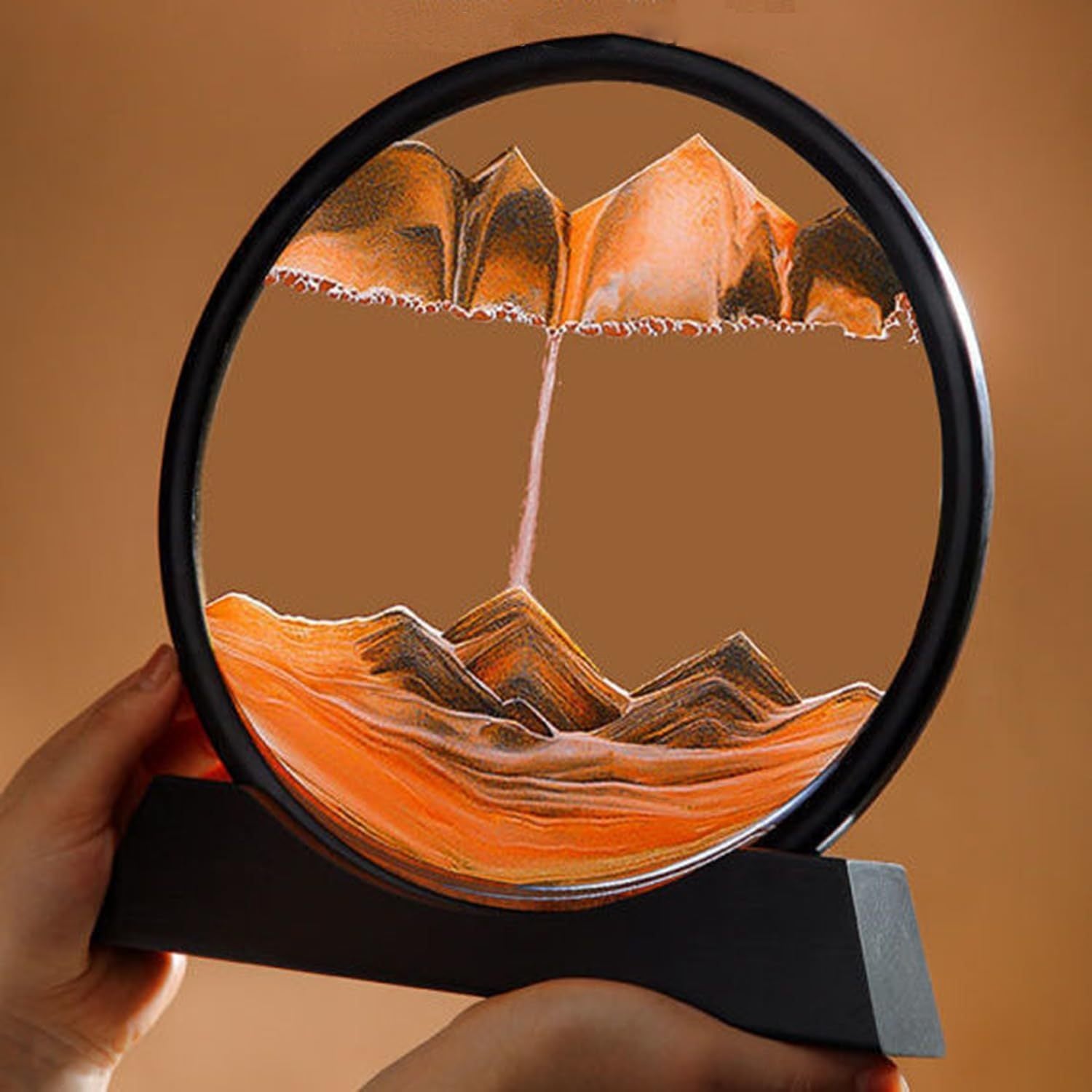 3D Dynamic Sand Art Liquid Motion – Moving Picture Round Glass Deep Sea Sandscape Display with Flowing Frame, Relaxing Desktop Home or Office Decor (Available in 7 or 12 Inch) - Hiccupzz
