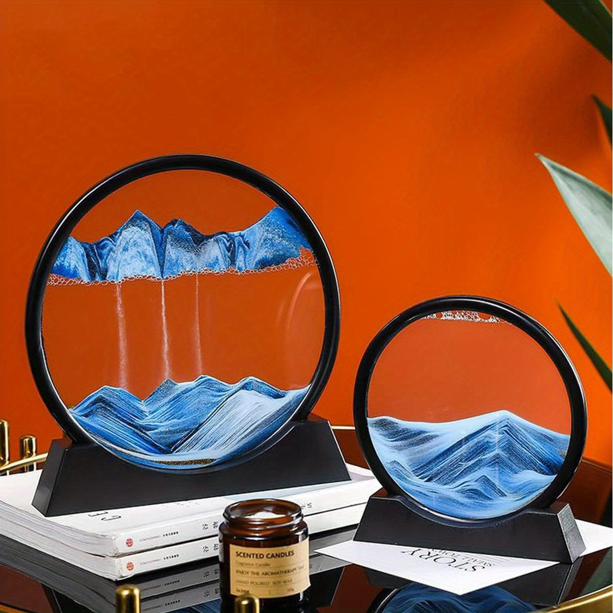 3D Dynamic Sand Art Liquid Motion – Moving Picture Round Glass Deep Sea Sandscape Display with Flowing Frame, Relaxing Desktop Home or Office Decor (Available in 7 or 12 Inch) - Hiccupzz