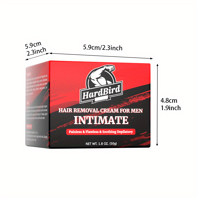 Men's Hair Removal Cream for Private Parts, Chest, Back & Body - Painless & Fast-Acting Depilatory, 1.8 oz or 50 g - Hiccupzz