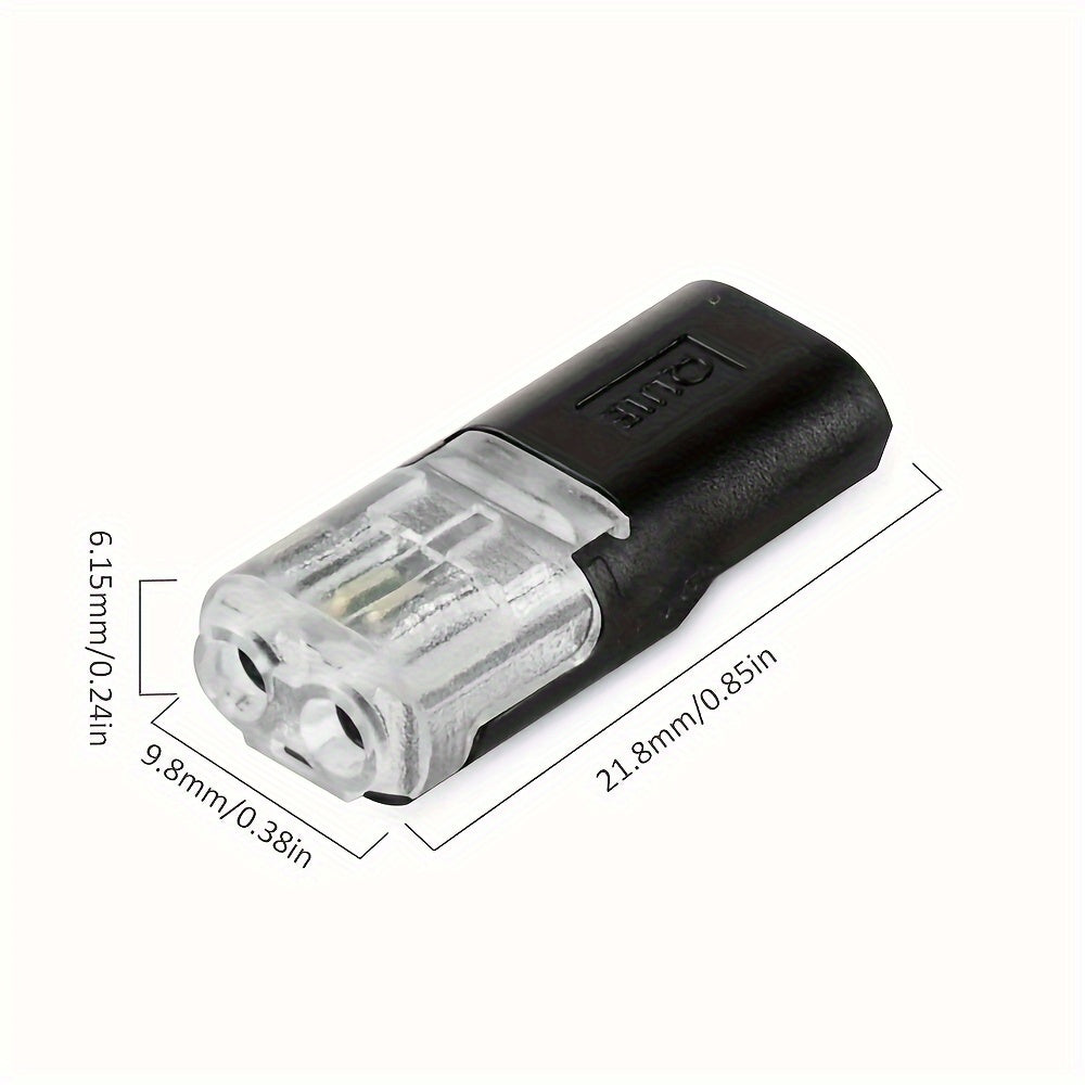 50 Pcs Quick Splice Solderless Connectors - 2-Pin Dual Way for LED Strips, Car, Low Voltage Applications