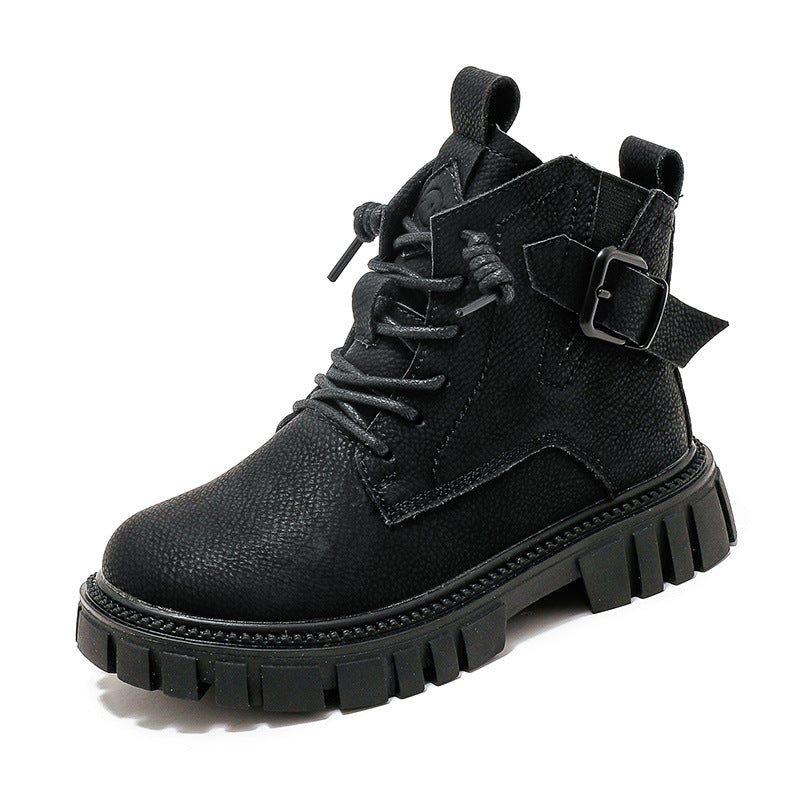 Boy Martin Boots Children Plus Fleece Shortautumn And Winter - Hiccupzz