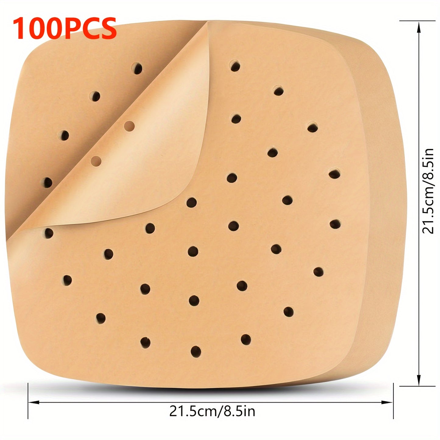 50/100pcs, Air Fryer Parchment Paper Value Pack - Square Liners, Steamer & Filter Paper Disposable & Perforated - Hiccupzz