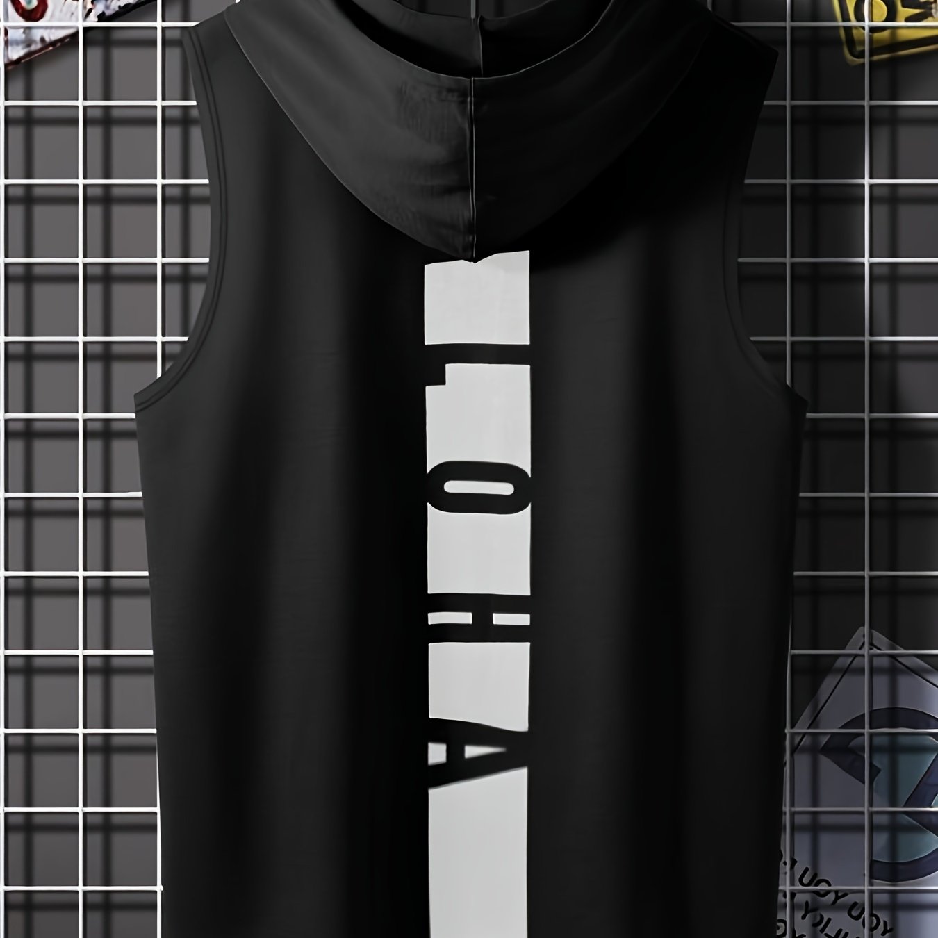 Men's Sleeveless Hooded Tank Top With Letter Print, Casual Sportswear, Gym Fitness Vest - Hiccupzz