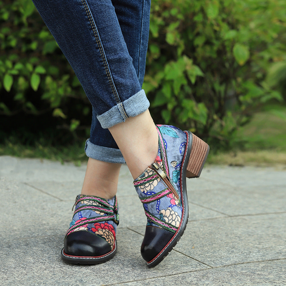 Graffiti Comfortable Thick Heeled Shoes - Hiccupzz